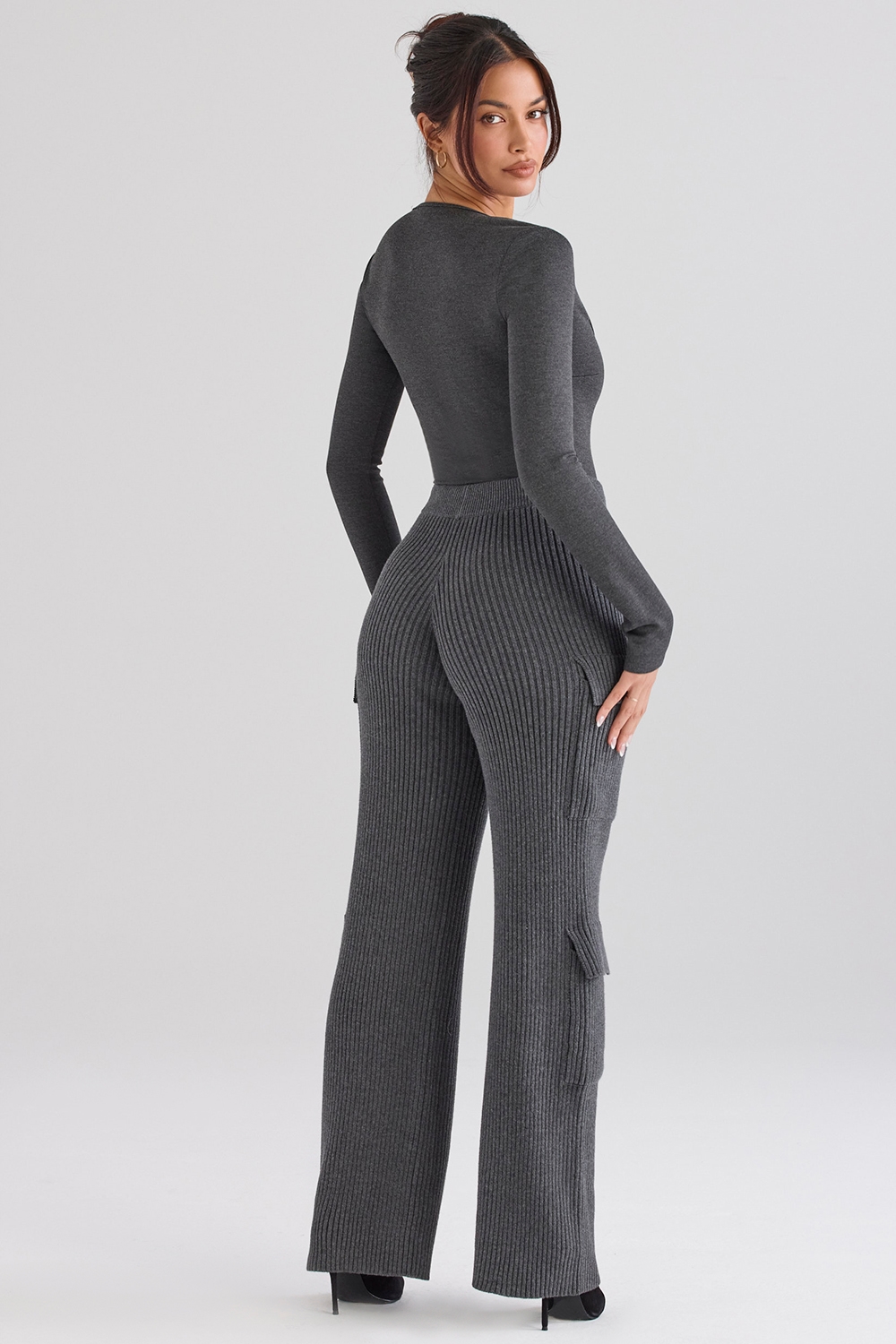 Tea  Charcoal Knitted Utility Trousers — image 8
