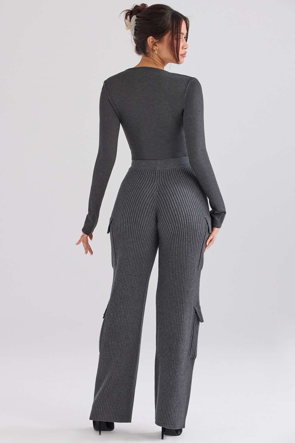 Tea  Charcoal Knitted Utility Trousers — image 9
