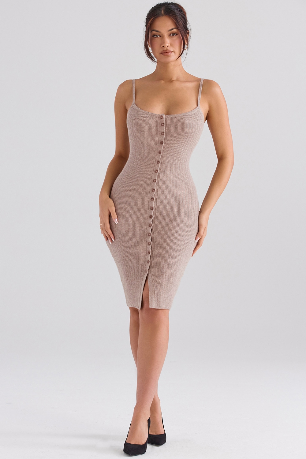 Teva  Beige Cashmere Knit Midi Dress — image 2