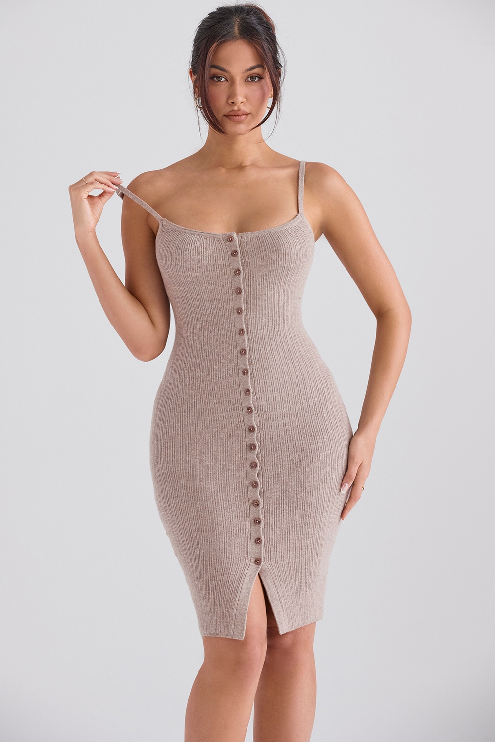 Teva  Beige Cashmere Knit Midi Dress — image 7