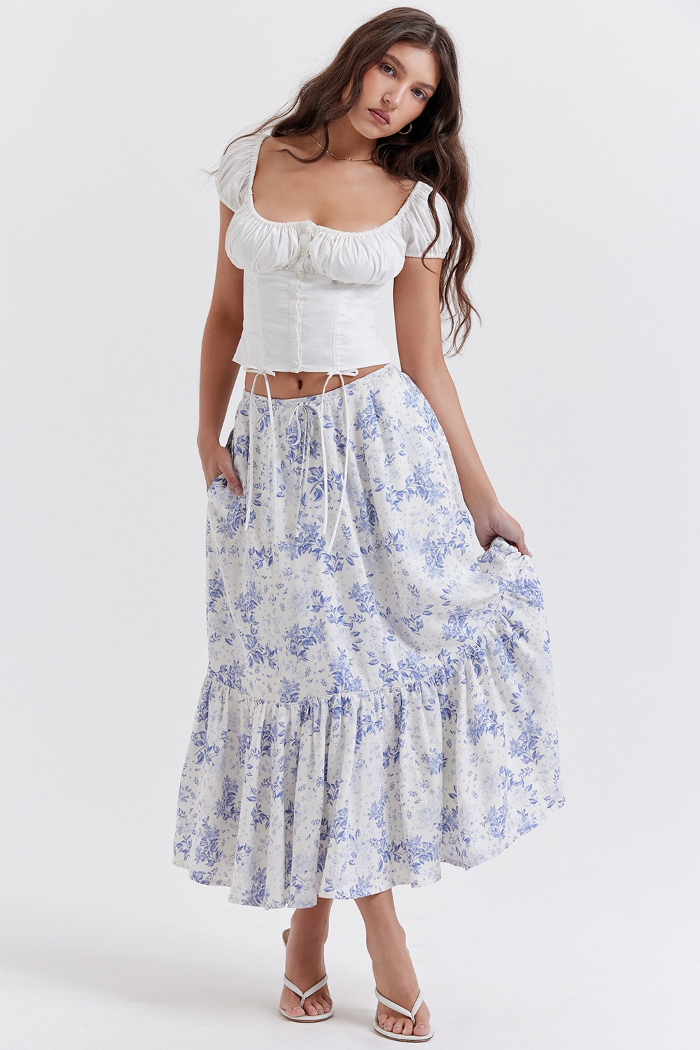 Aitana  Blue Print Midi Skirt — image 1