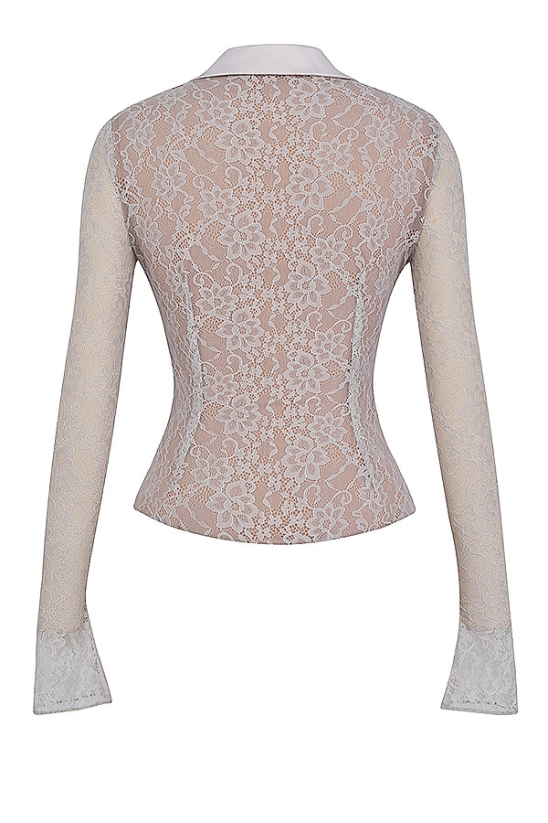 Mistress Rocks Cream Stretch Lace Shirt - SALE — image 13