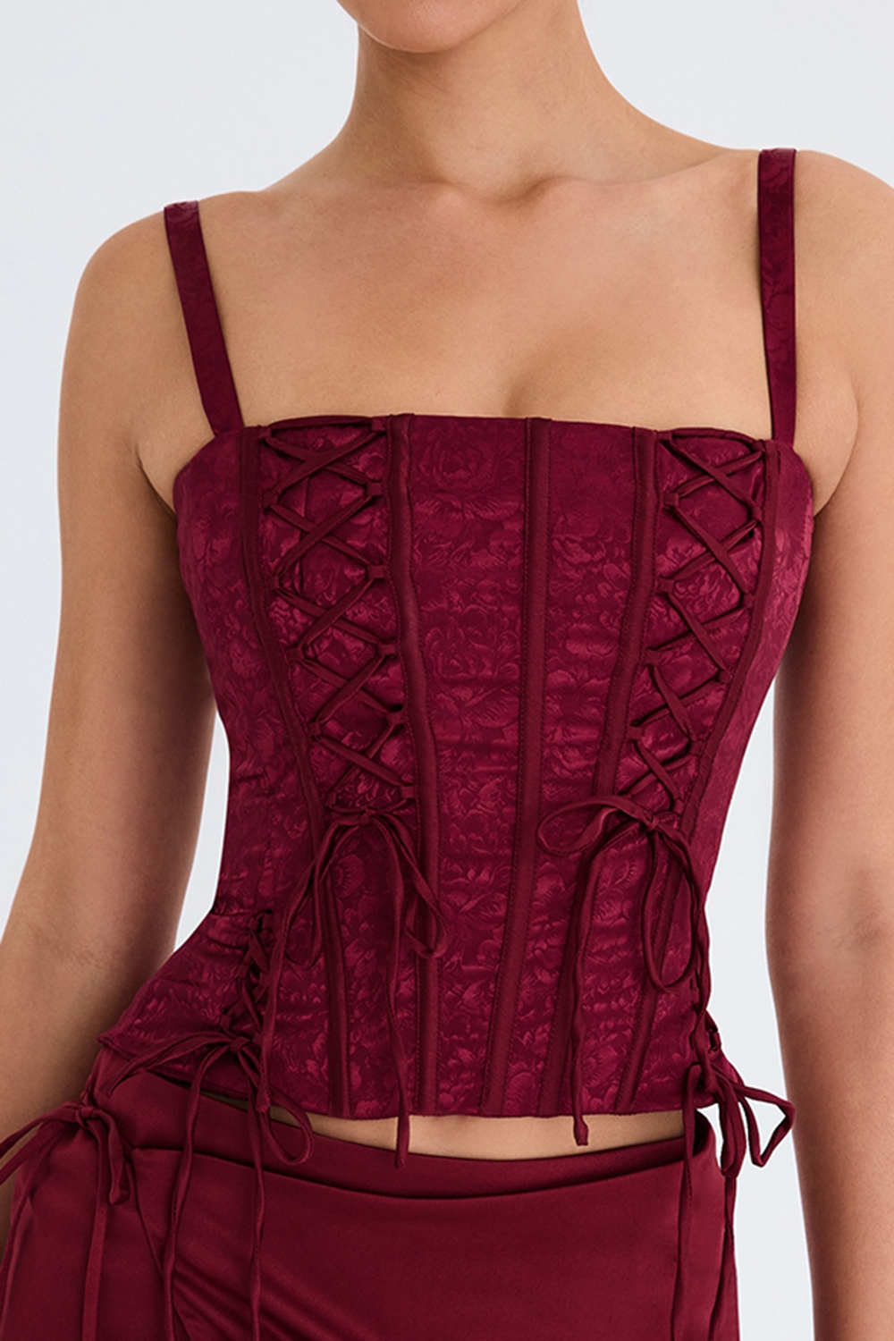 Mistress Rocks Redcurrant Lace Up Corset - SALE — image 4