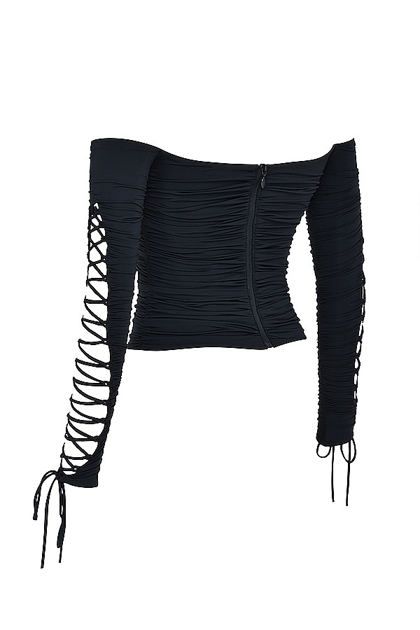 Mistress Rocks Black Lace Up Top - SALE — image 7
