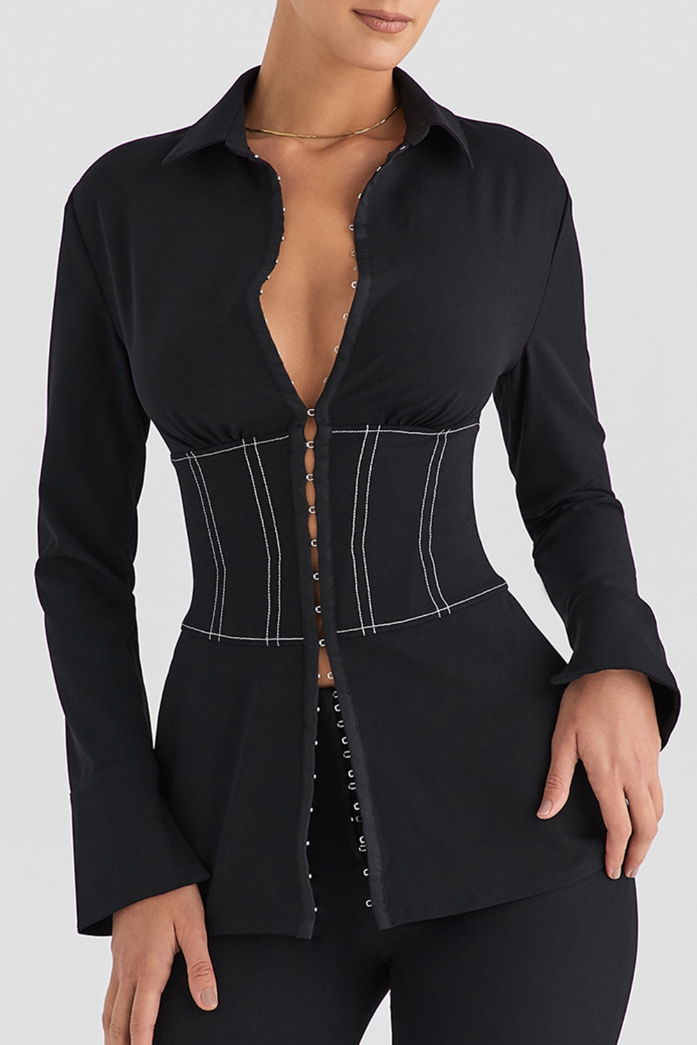 Mistress Rocks Black Corset Shirt - SALE