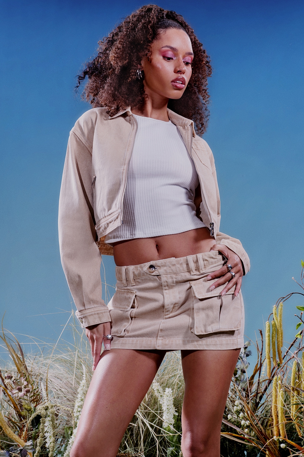 Mistress Rocks Camel Denim Cargo Skirt - SALE — image 9