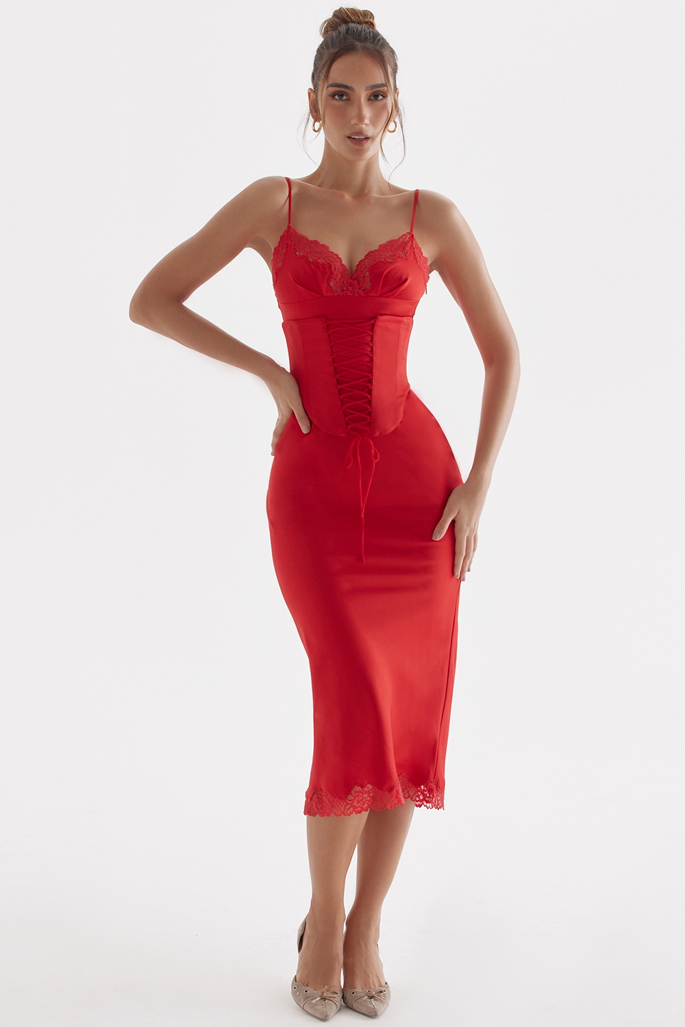 Salma  Red Rose Satin Slip Dress — image 5