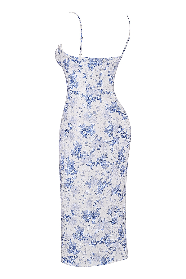 Charlotte  Blue Print Corset Midi Dress — image 14