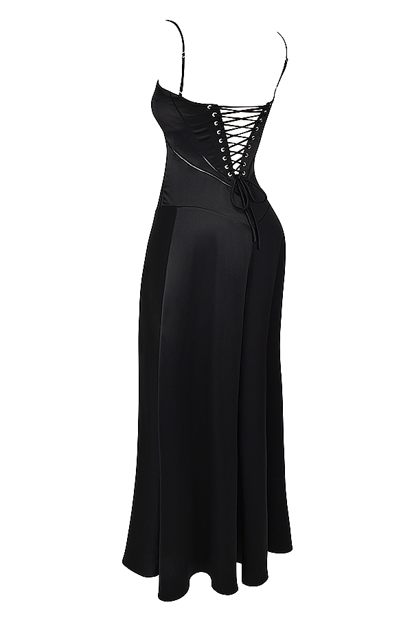 Anabella  Black Lace Up Maxi Dress — image 14
