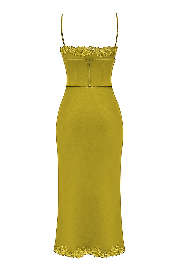 Salma  Chartreuse Satin Slip Dress — image 13