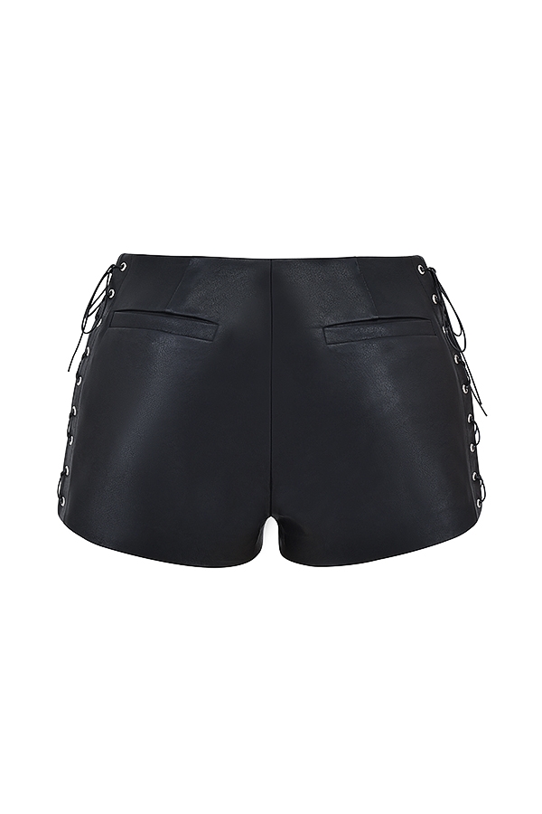 Azora  Black Vegan Leather Micro Mini Shorts — image 18