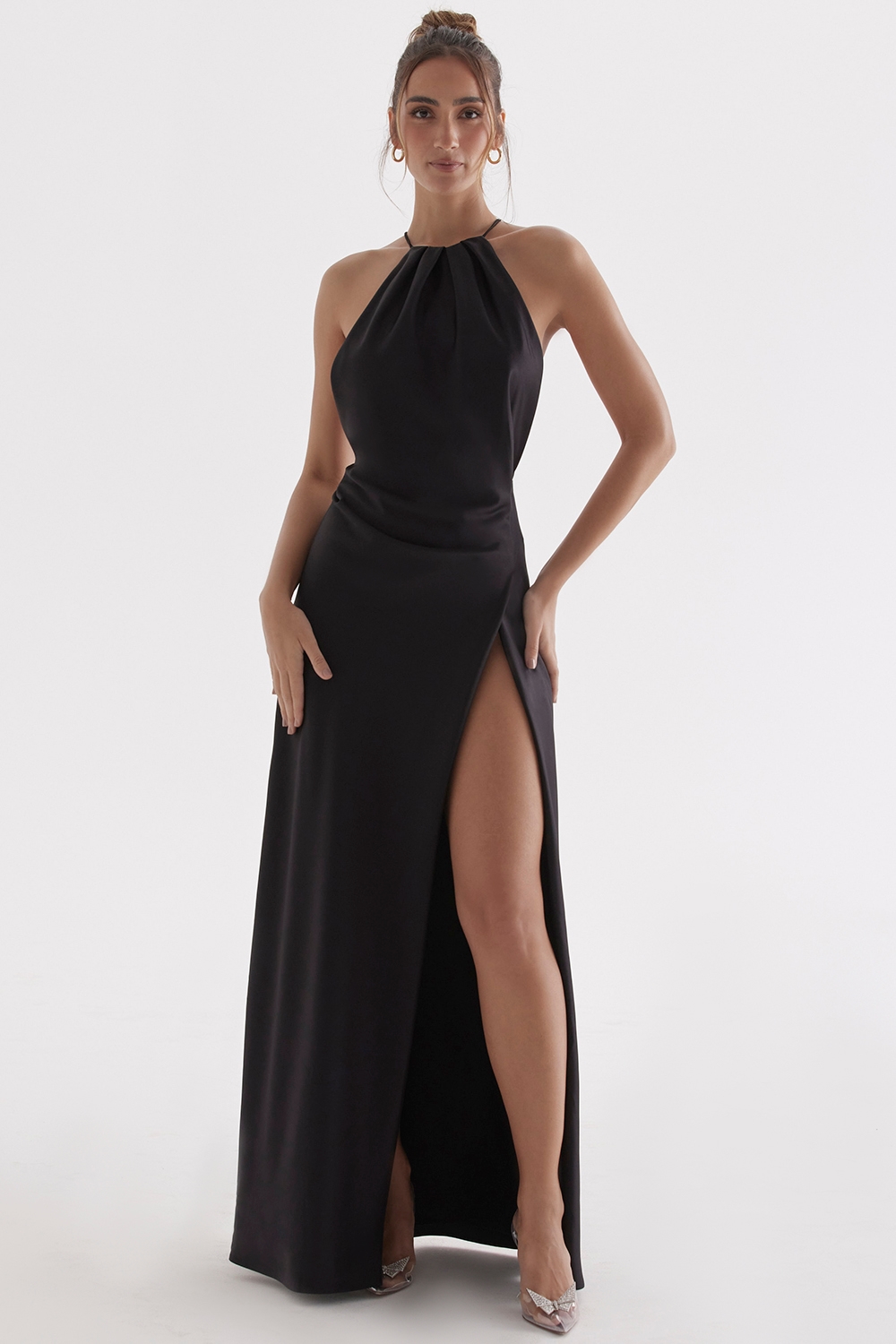 Zanab  Black Thigh Slit Maxi Dress — image 6
