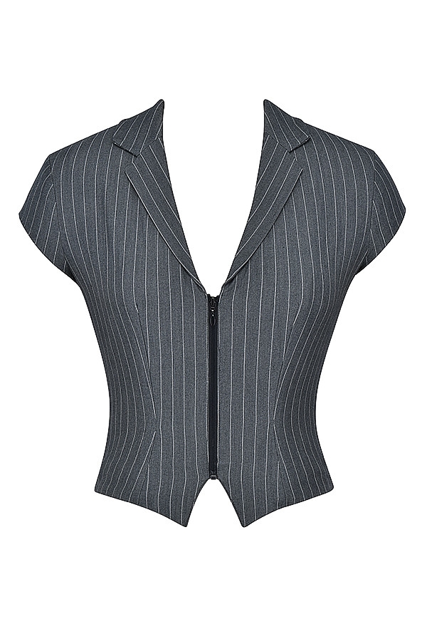 Mistress Rocks Slate Pinstripe Top - SALE — image 12