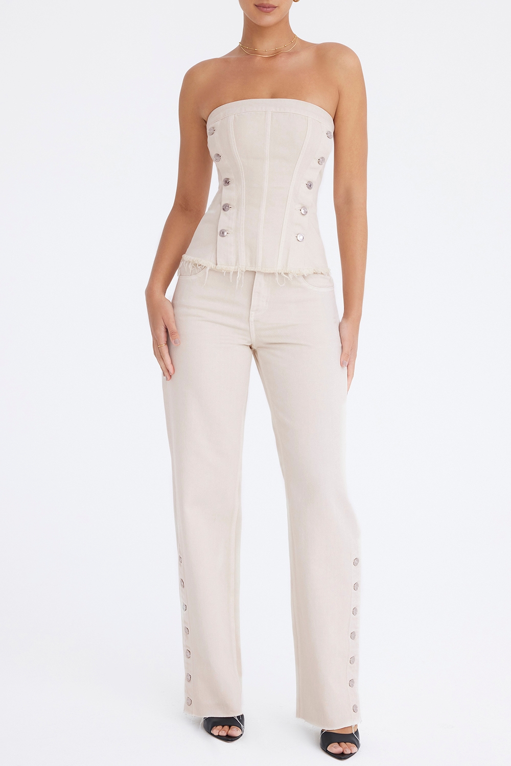 Mistress Rocks Oat Baggy Jeans With Buttons - SALE — image 3