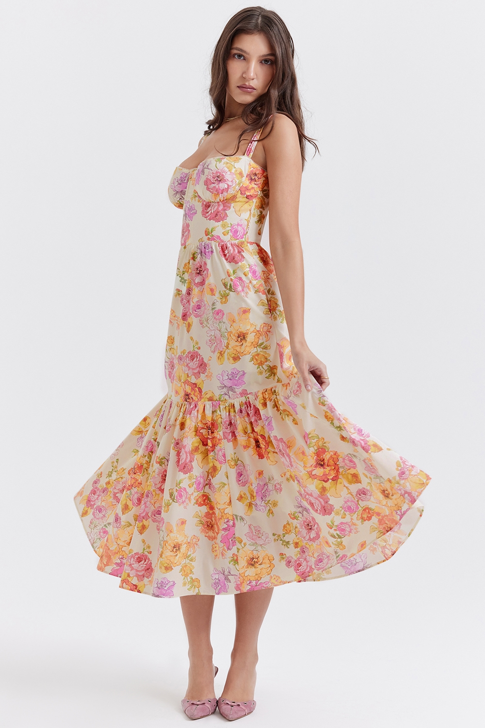 Elia  Ivory Floral Midi Sundress — image 8