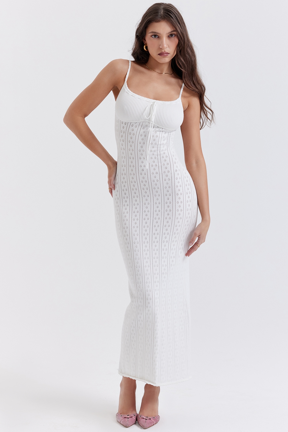 Myla  White Knit Maxi Dress — image 7