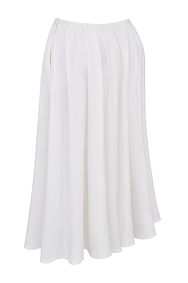 Cora  White Gathered Midi Skirt — image 16