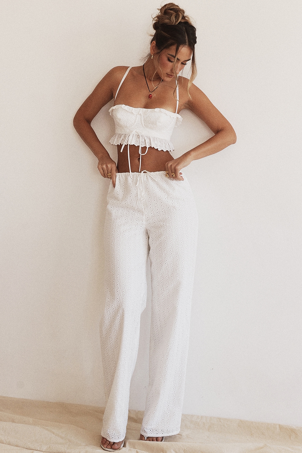 Frankie  White Broderie Anglais Trousers — image 13