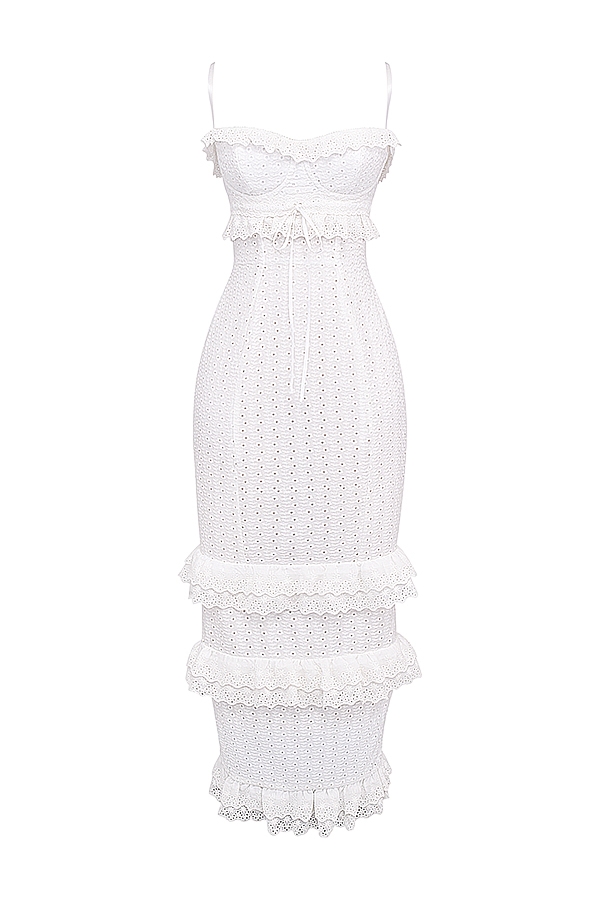Eve  White Broderie Maxi Dress — image 14