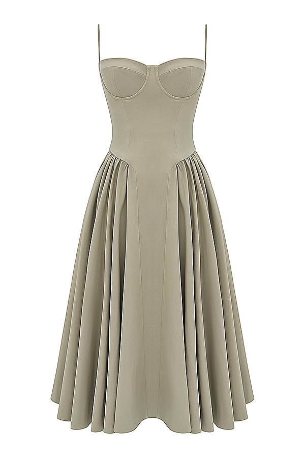 Samaria  Taupe Corset Sundress — image 19
