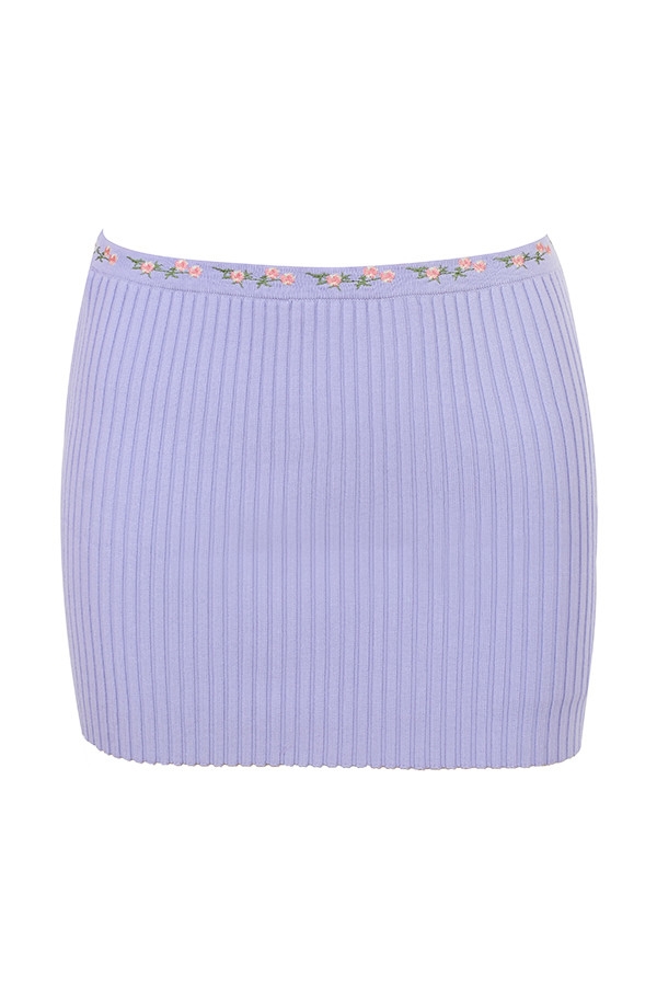 Mistress Rocks Lavender Embroidered Knit Mini Skirt - SALE — image 12