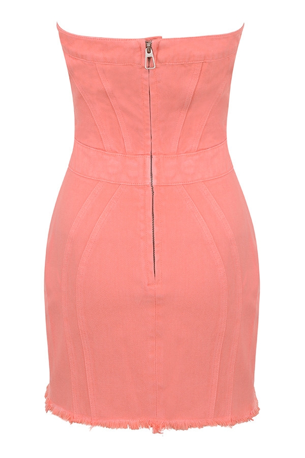 Mistress Rocks Coral Denim Strapless Mini Dress - SALE — image 12