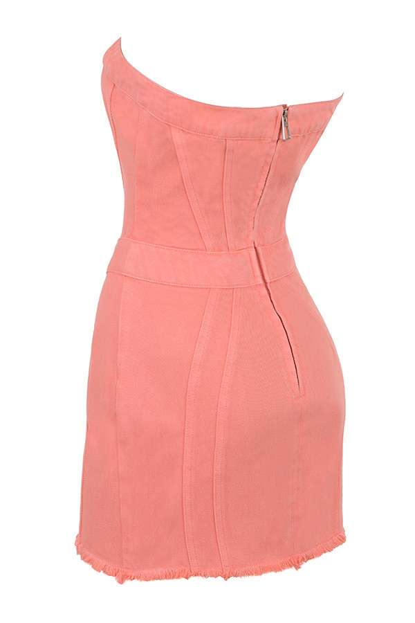 Mistress Rocks Coral Denim Strapless Mini Dress - SALE — image 11