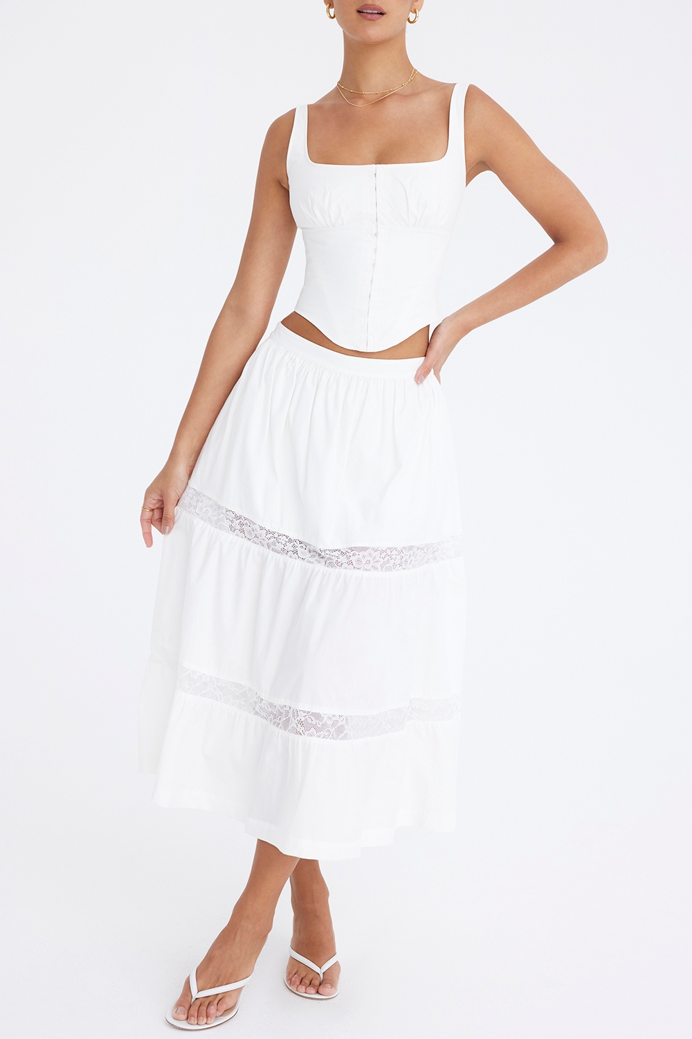 Mistress Rocks White Panelled Midi Skirt - SALE — image 5