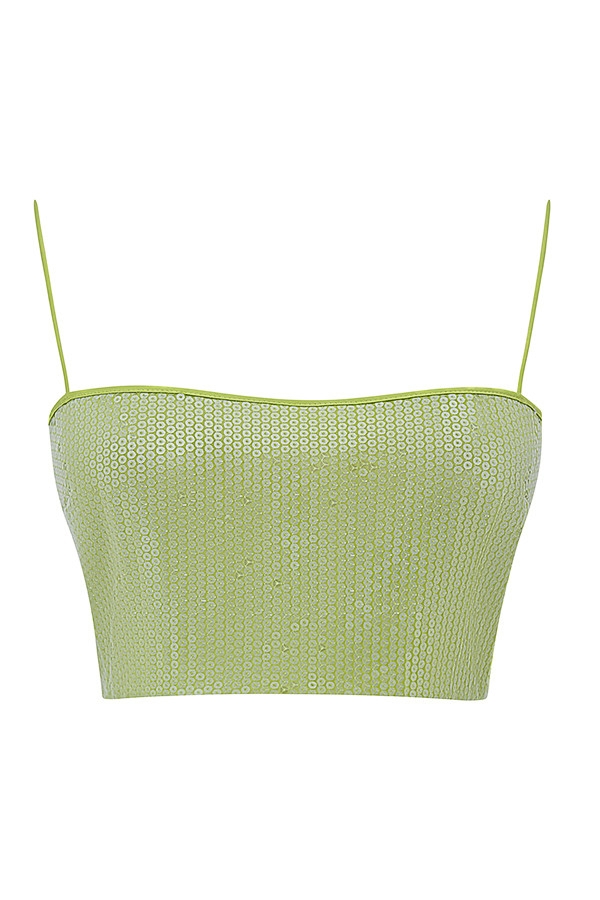 Mistress Rocks Lime Sequin Cropped Top - SALE — image 14