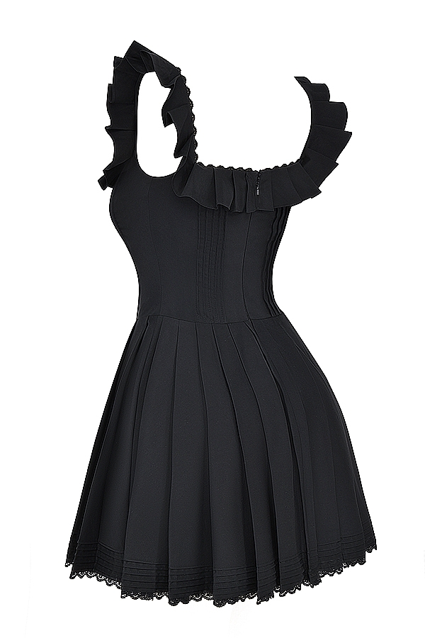 Jemima  Black Pin Tuck Pleated Dress — image 17