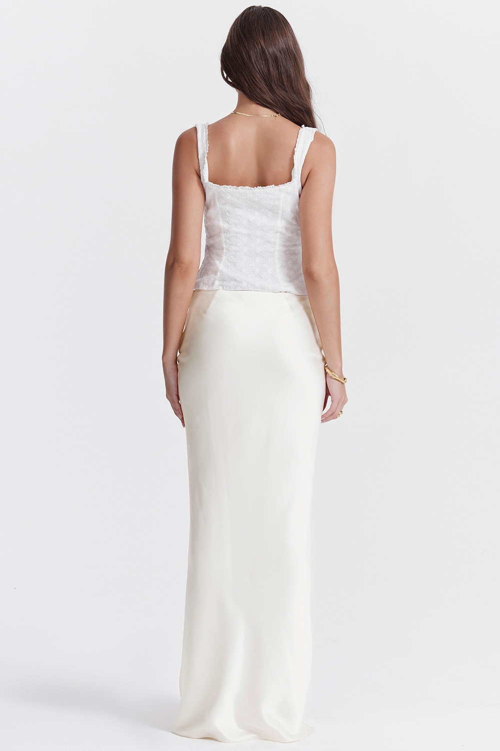 Sydel  White Satin Bias Cut Maxi Skirt — image 9