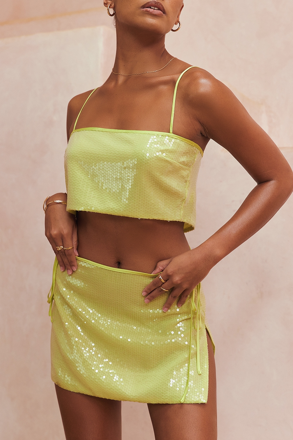 Mistress Rocks Lime Sequin Cropped Top - SALE — image 2