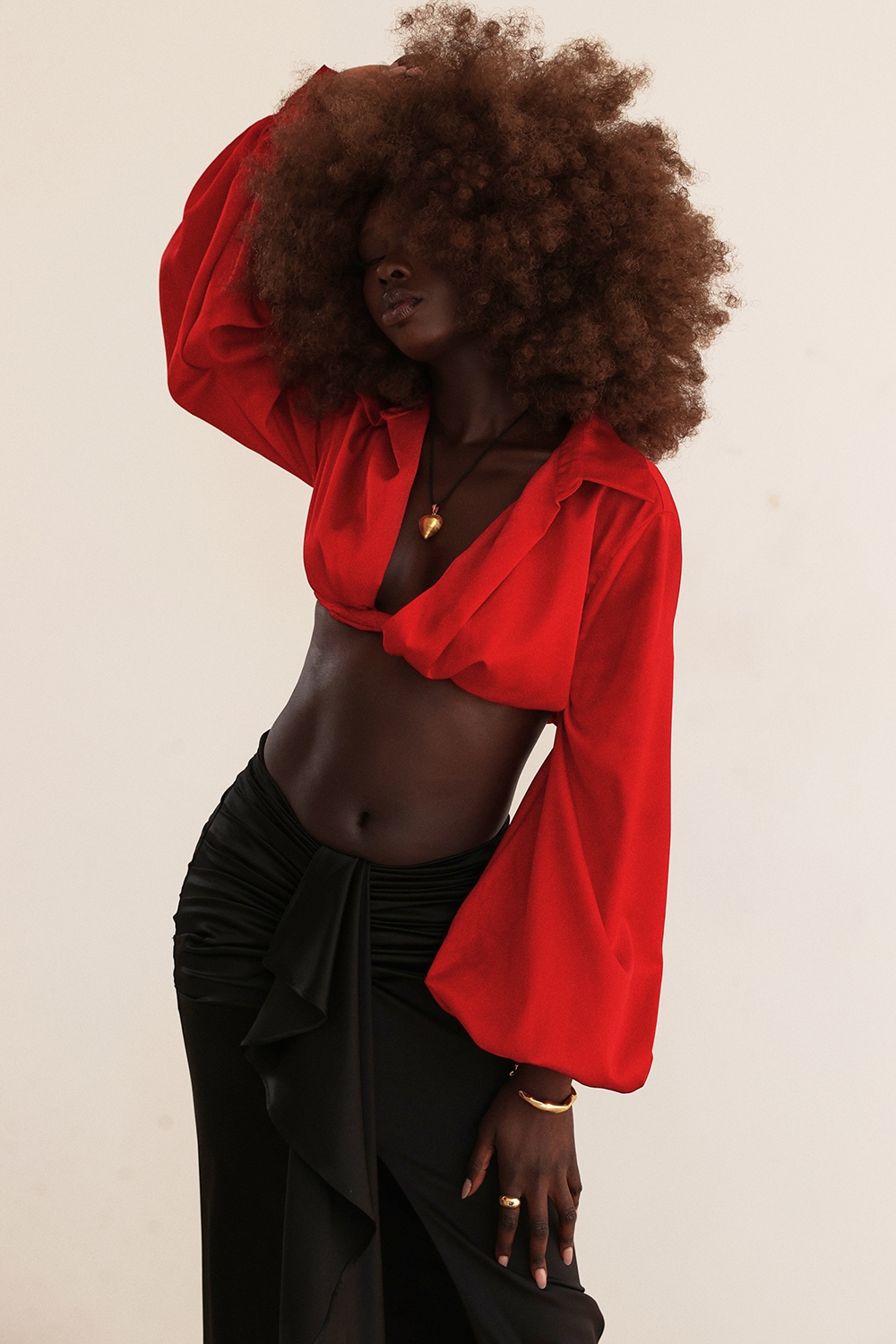 Laraine  Cherry Silk Blouson Top — image 11