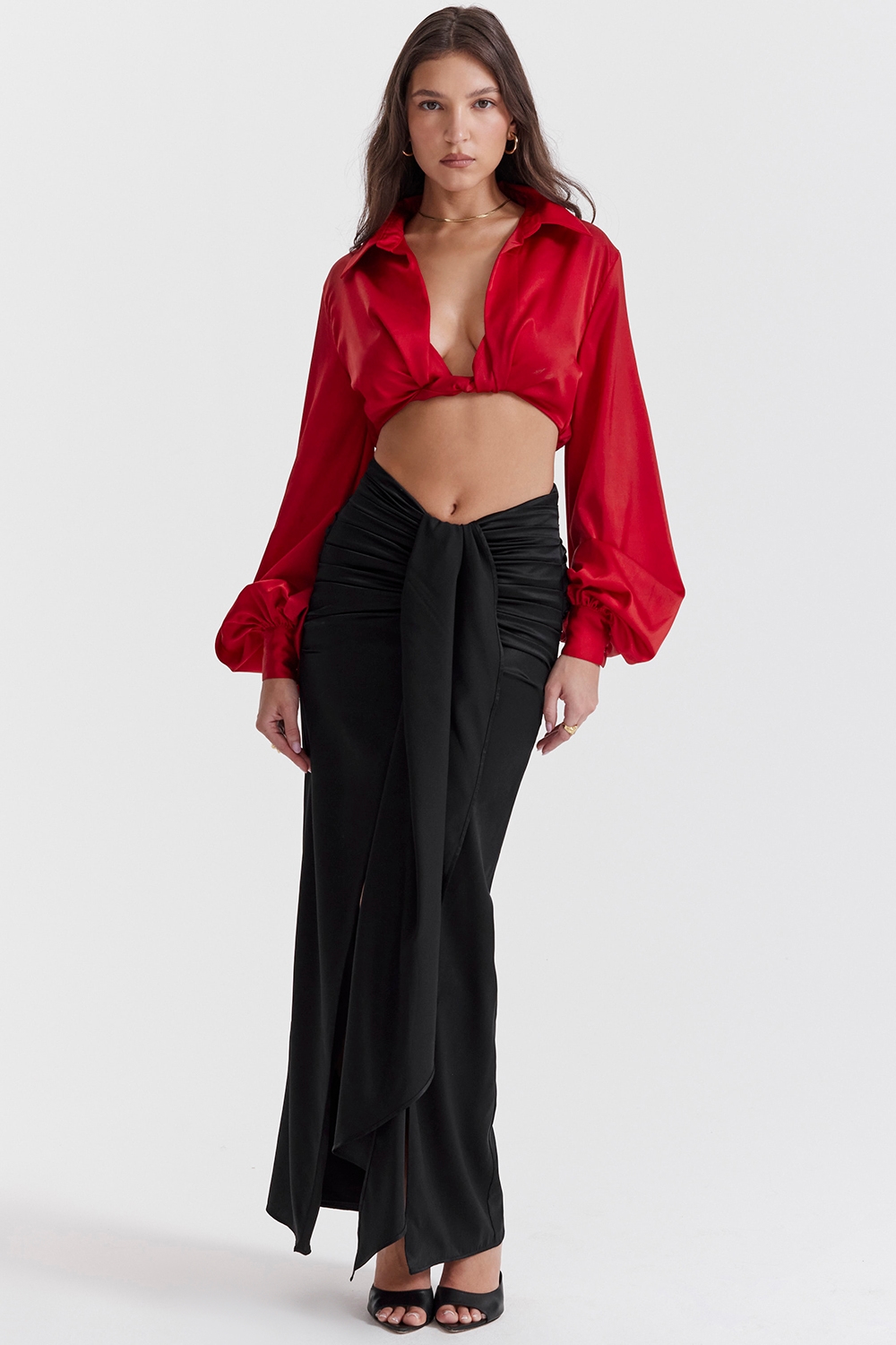 Laraine  Cherry Silk Blouson Top — image 3