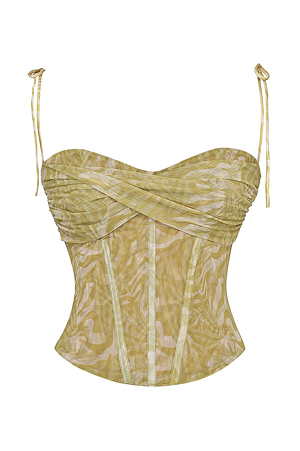 Mistress Rocks Olive Print Twisted Corset - SALE — image 12
