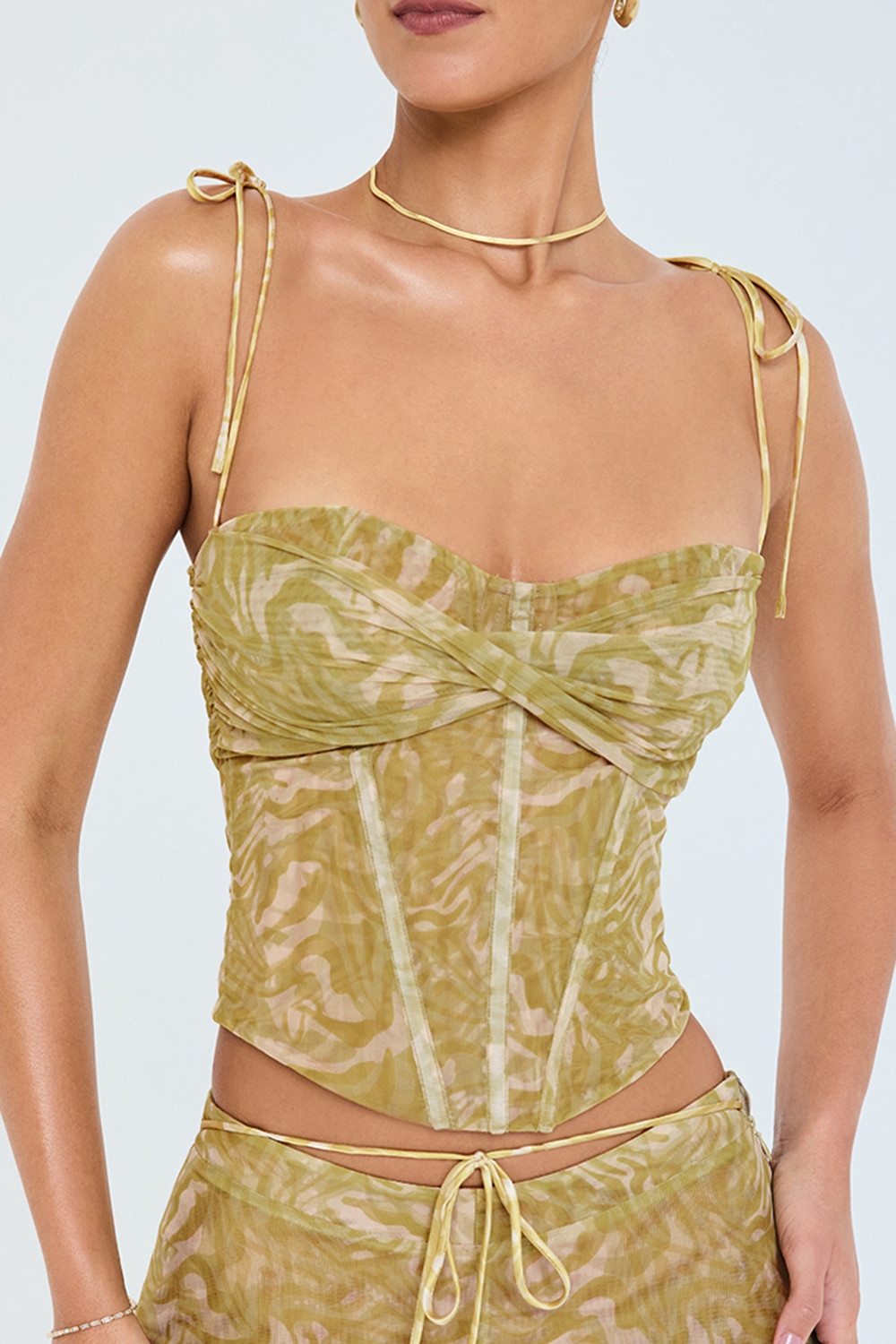 Mistress Rocks Olive Print Twisted Corset - SALE — image 1