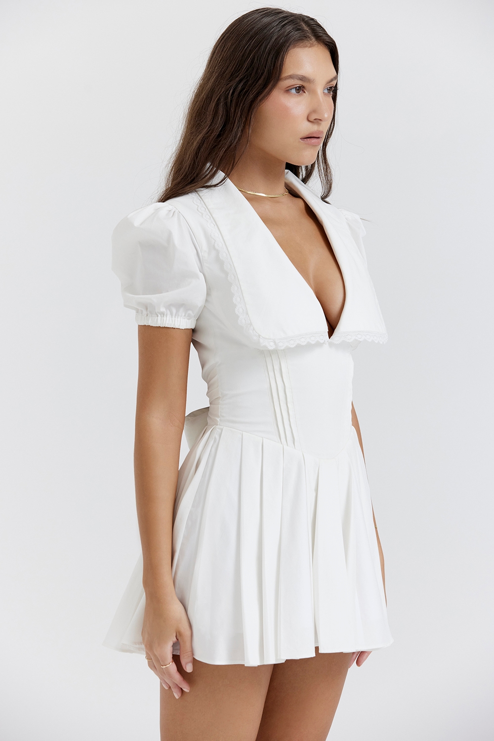 Piera  White Pleated Mini Dress — image 8