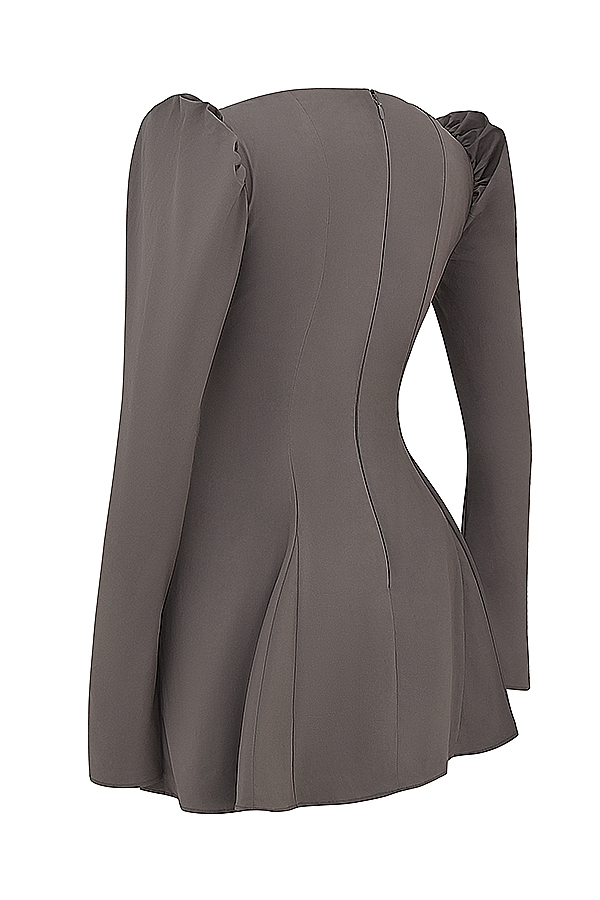 Carlina  Mocha Long Sleeve Mini Dress — image 16