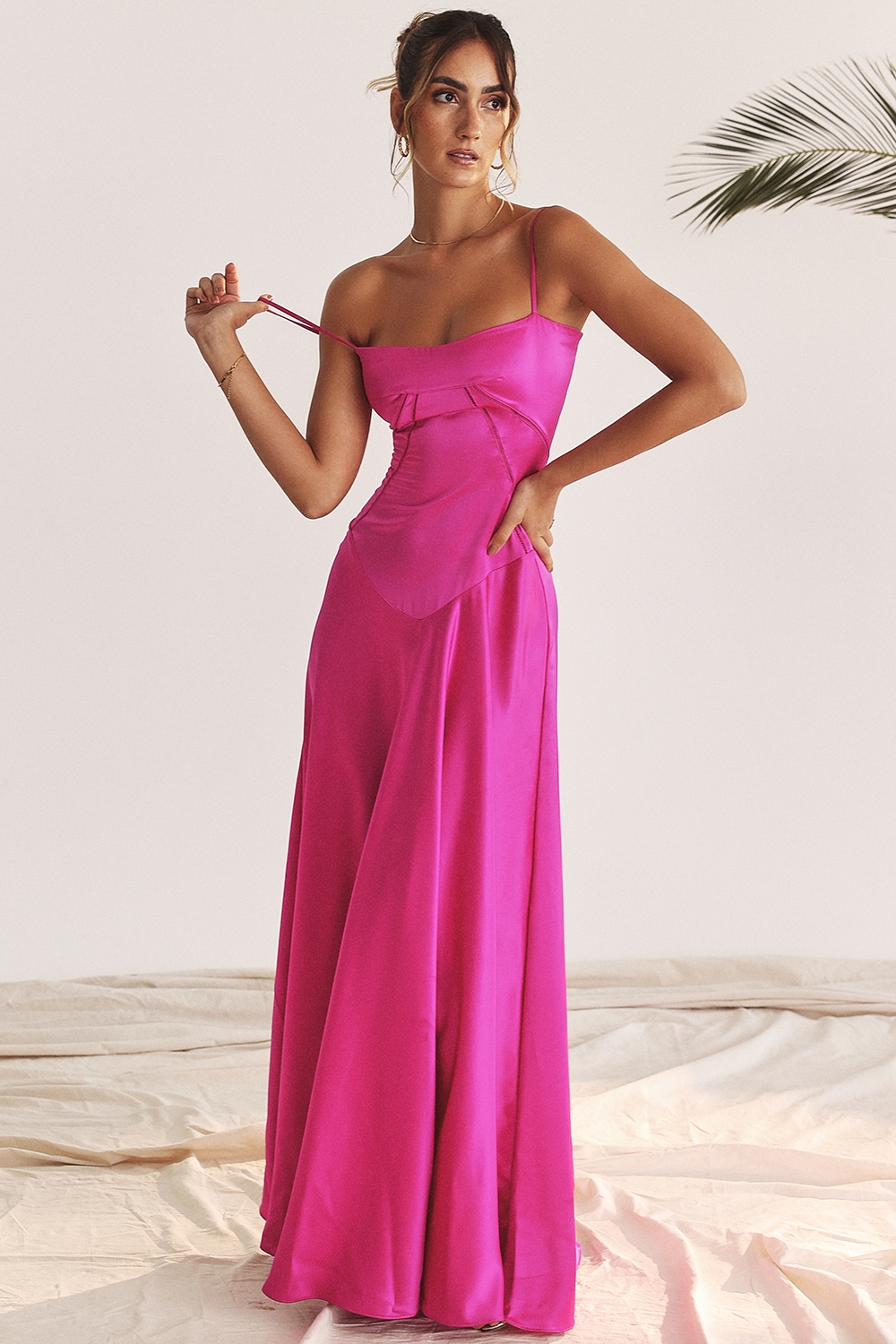 Anabella  Fuchsia Lace Up Maxi Dress — image 11