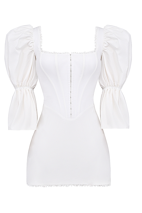 Matilda  White Puff Sleeve Corset Dress — image 15