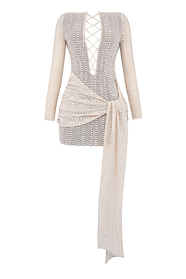 Carmelita  Natural Knit Lace Up Dress — image 17