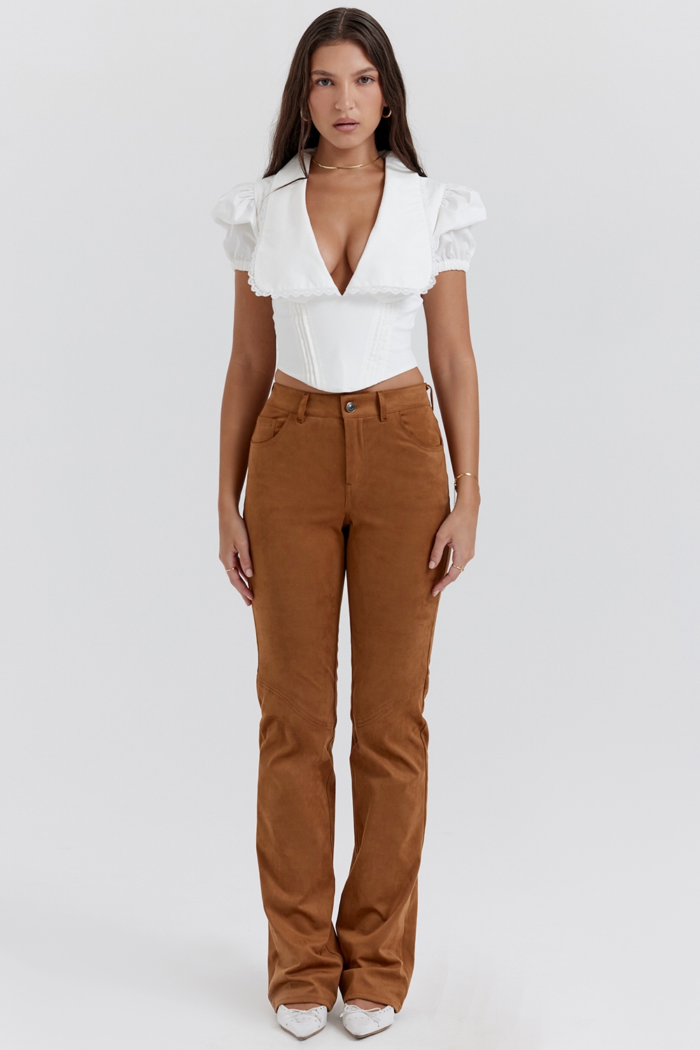 Apollo  Tan Vegan Suede Trousers — image 3