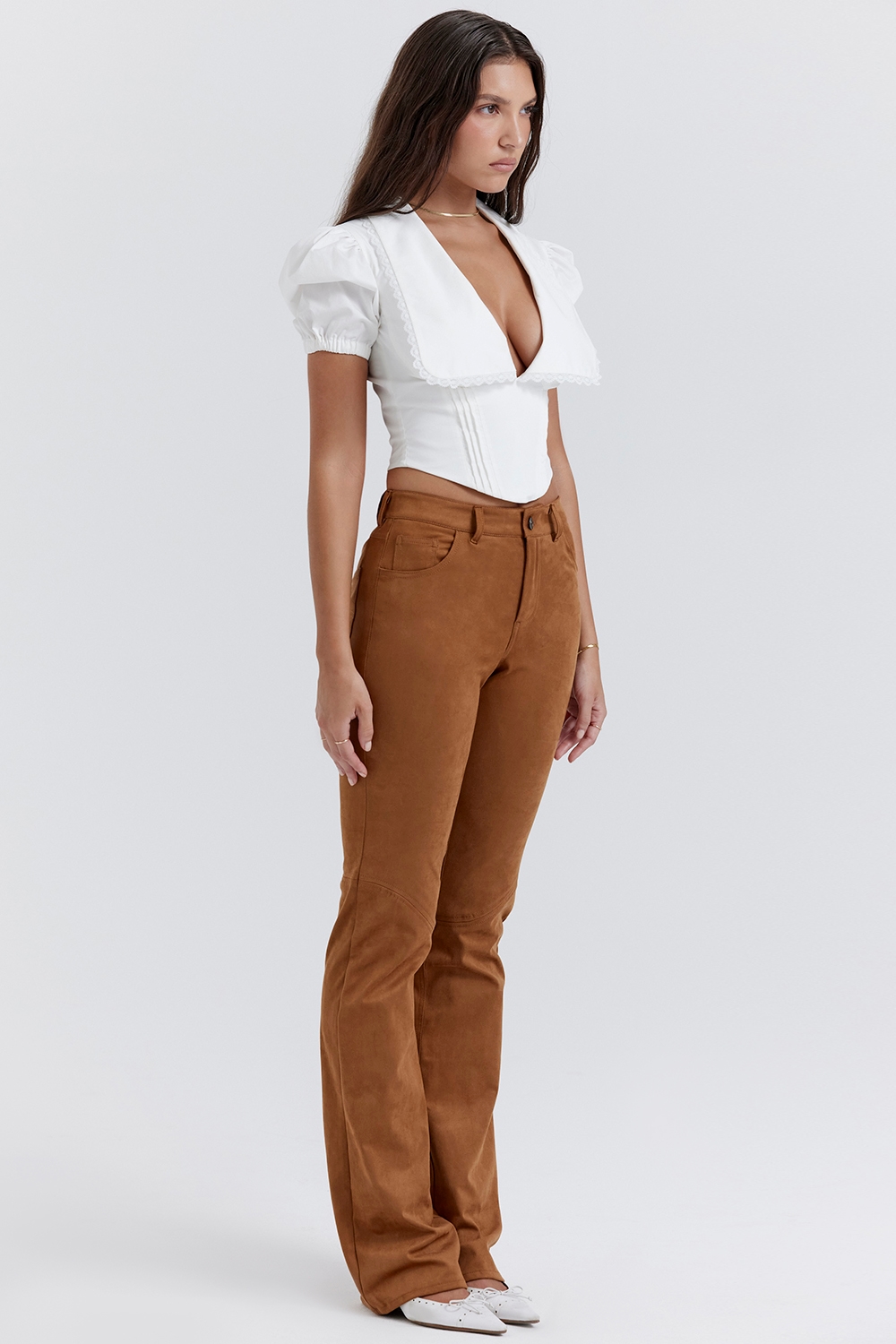 Apollo  Tan Vegan Suede Trousers — image 7