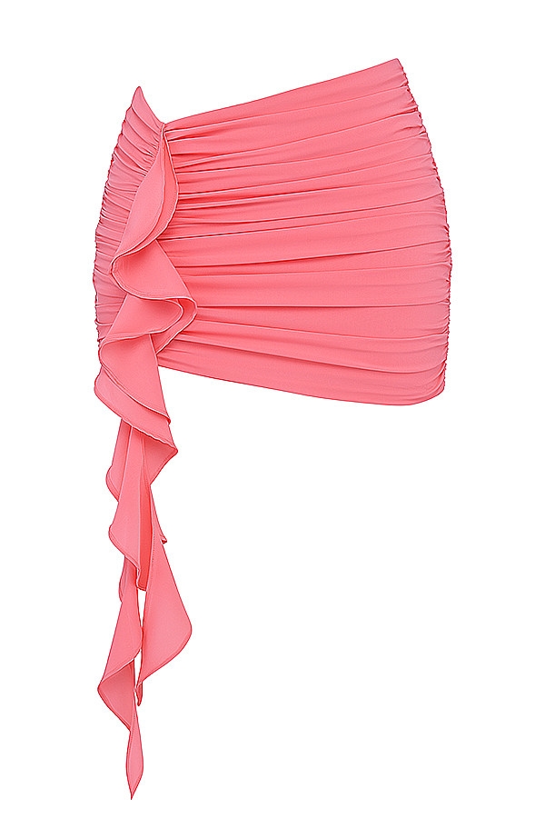 Mistress Rocks Coral Gathered Mini Skirt - SALE — image 13