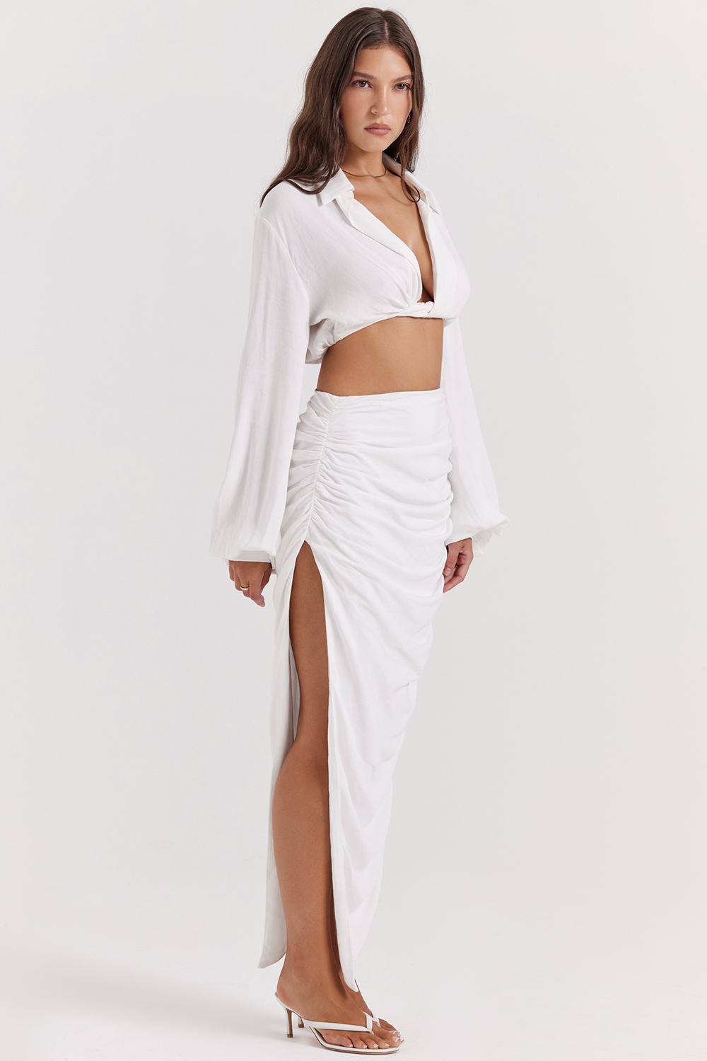 Loie  White Gathered Maxi Skirt — image 8
