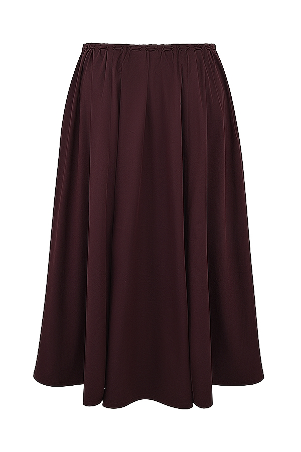 Cora  Rich Brown Gathered Midi Skirt — image 15