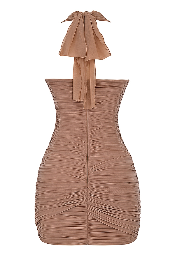 Laetitia  Hazelnut Gathered Mini Dress — image 13