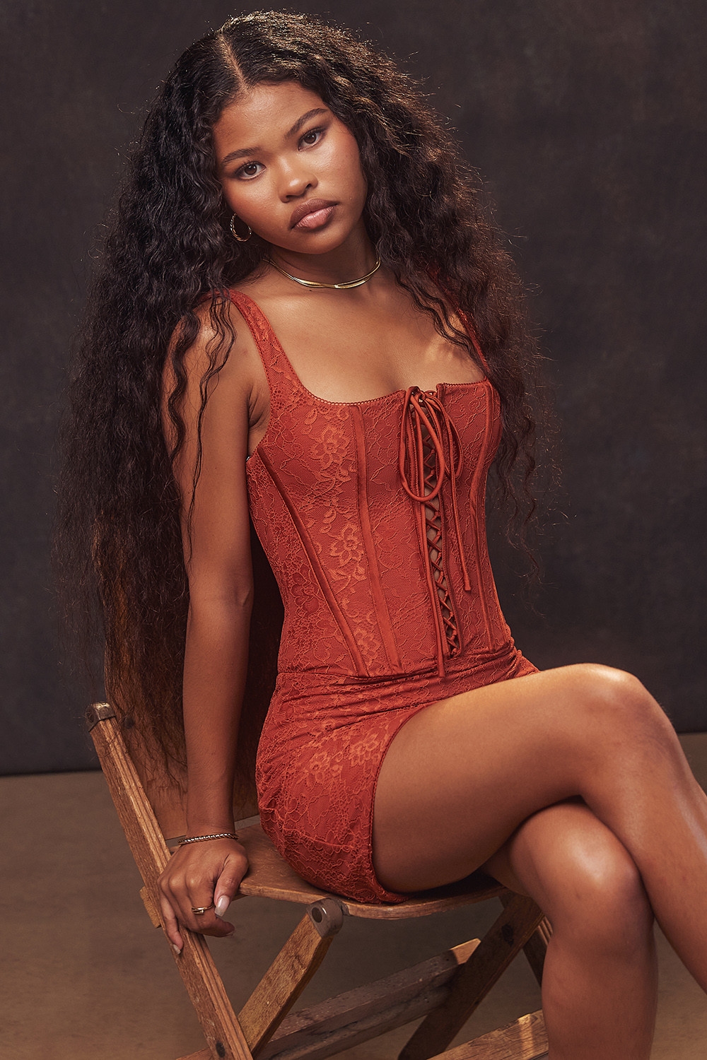 Mistress Rocks Copper Lace Corset Mini Dress - SALE — image 9