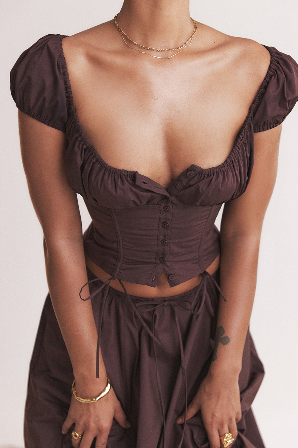 Kitty  Rich Brown Gathered Top — image 9