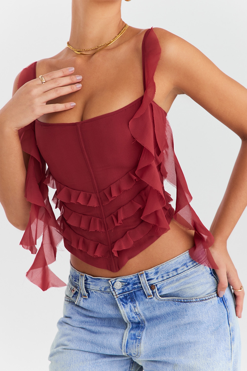 Mistress Rocks Sangria Frill Corset - SALE — image 4